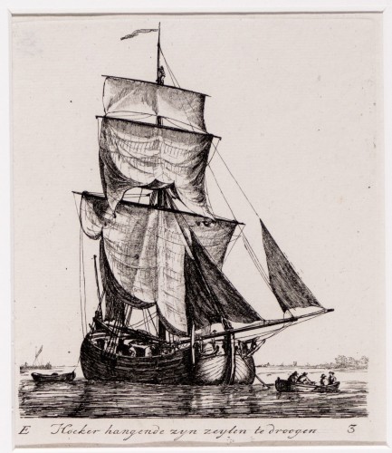 Gerrit Groenewegen - Kopergravure. Afbeelding van een hoeker.