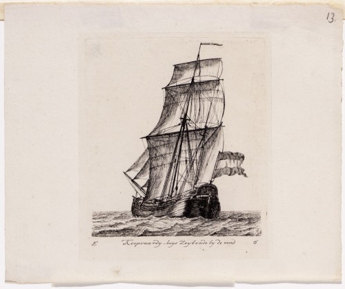 Gerrit Groenewegen - Kopergravure. Afbeelding van een koopvaardij-buis.