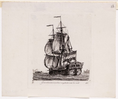 Gerrit Groenewegen - Kopergravure. Afbeelding van een Groenlandvaarder.