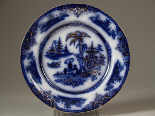 Bord met blauwwit en goud chinoiserie decor, decor Honc