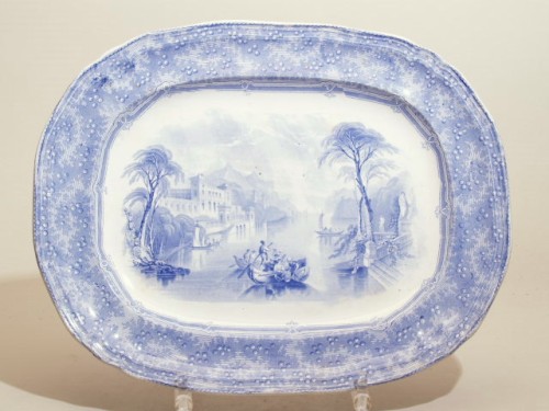 Schotel met blauwwit decor van Italiaans landschap, decor Florence