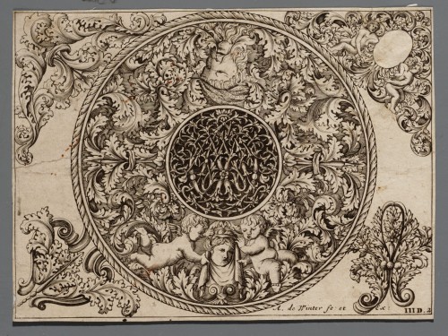 Ornamentprent. Verscheyde Italiense et Franse Lofwercken.