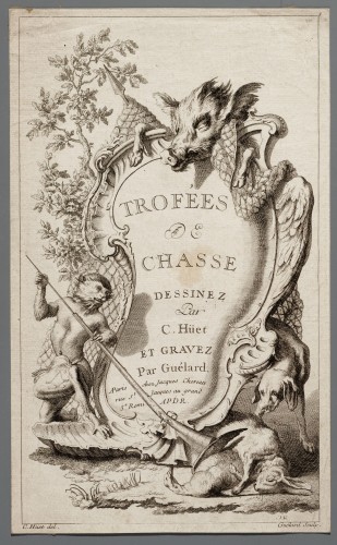 Ornamentprent. Trofees De Chasse. Titelblad.