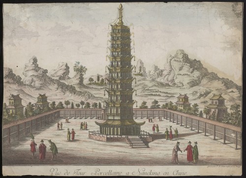 Gezicht op de porseleinen toren in Nanking
