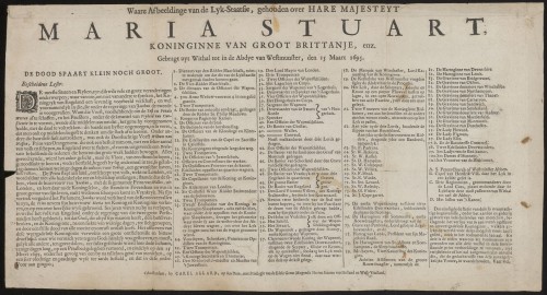 Prenten van de lijkstoet van Maria II Stuart, koningin van Engeland