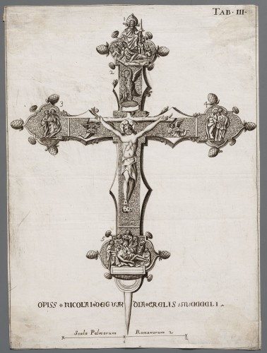 Ornamentprent. Crucifix.