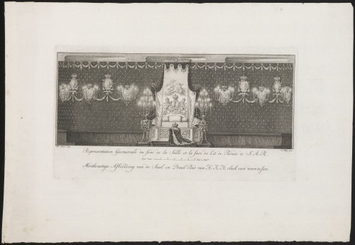 Interieur met praalbed van Prinses Anna van Hannover