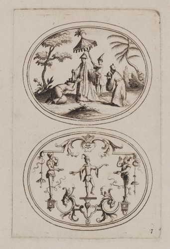 Ornamentprent. Manières et façons dont les tabatières sont faites en 1719 et 1720.