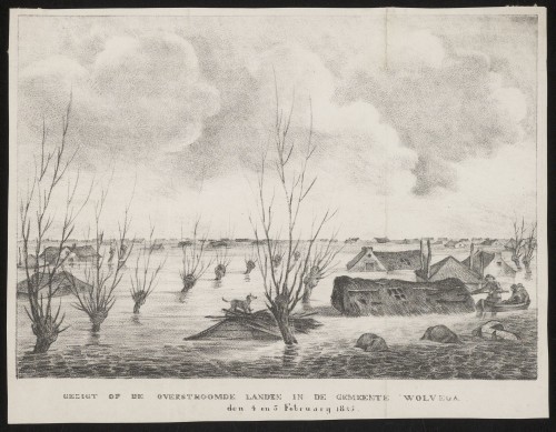Overstroomde land bij Wolvega, 1825