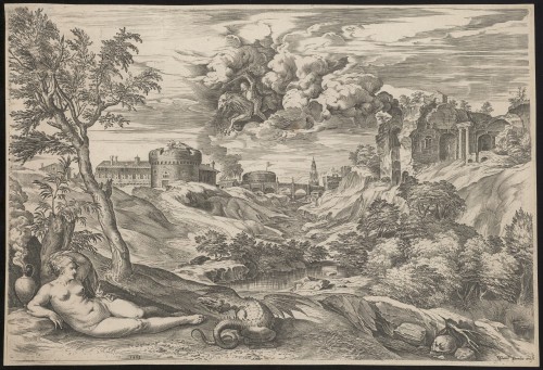 Landschap met Ruggiero die Angelica bevrijdt