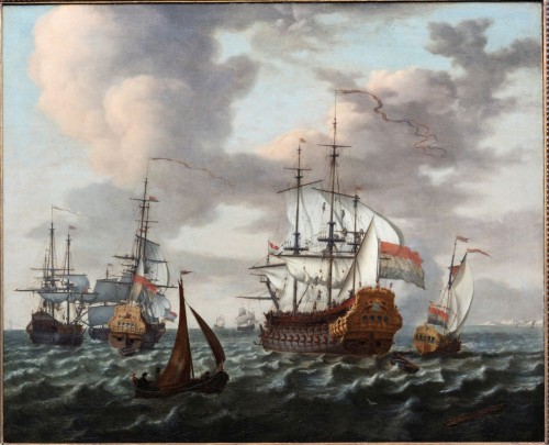 Abraham Storck - schilderij met voorstelling van het linieschip Groot Frisia, het vlaggenschip van Tjerk Hiddesz de Vries