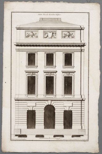 Ornamentprent. Deßeins d’Architecture pour l’ordonnance des Façades d’Edifices publics et Souverains. Autre Façade du même Edifice.