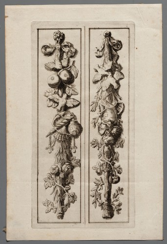 Ornamentprent. Pilaster Festonnen.