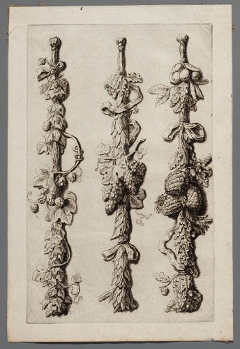 Ornamentprent. Pilaster Festonnen.