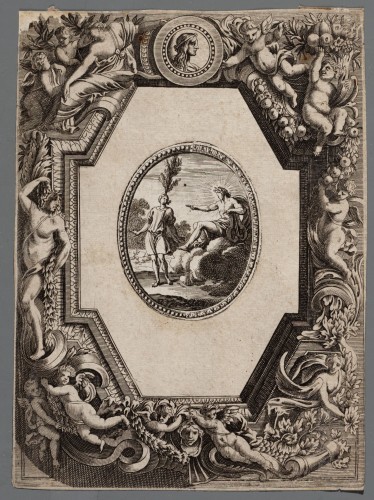 Ornamentprent. Vases et cartouches / Livre de miroirs, tables et guéridons.