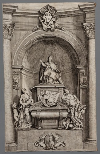 Ornamentprent. Grafmonument Paus Urbanus VIII.