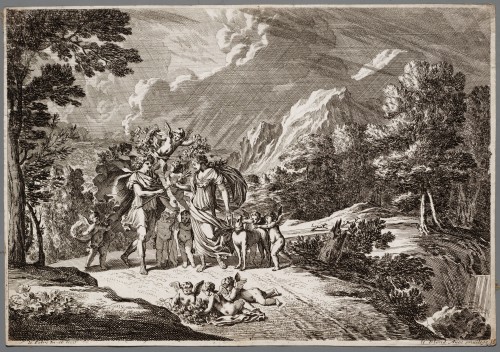 Ornamentprent. Fable. Procris en Cephalus.