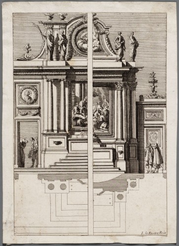 Ornamentprent. Autels à la romaine.