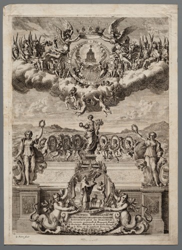 Ornamentprent. Trophées Medalliques des seigneurs de Rostaing.  Trophée medailliqve des récompenses de la Foi dans l'Éternité.