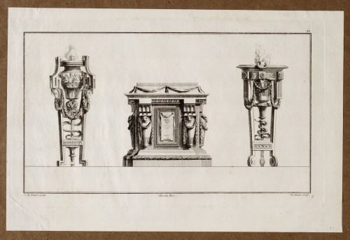 Ornamentprent. Poêles, Piédestaux, Athéniennes et Frises.