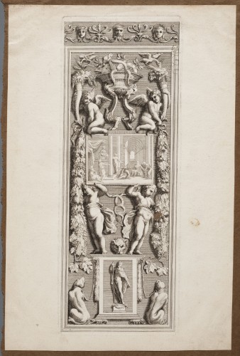 Ornamentprent. Divers Ornemens de Raphael peints aux Ambrazures des fenetres du Vatican.