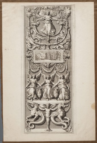 Ornamentprent. Divers Ornemens de Raphael peints aux Ambrazures des fenetres du Vatican.