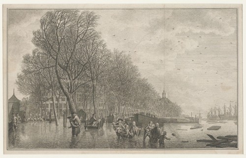 Overstroming op het Kattenburger Plein te Amsterdam