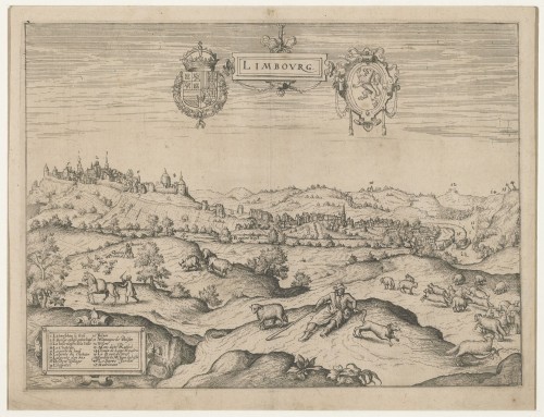 Landschap met de Belgische stad Limburg op de achtergrond