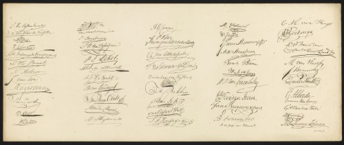 Handtekeningen afgevaardigden bij de stemming over de Grondwet 1814