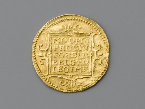 Gouden dukaat 1594 van Friesland, met afbeelding van staande ridder met 4 pijlen in bundel