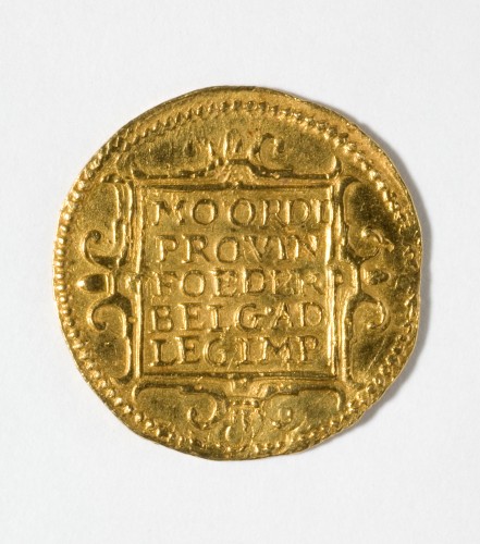 Gouden dukaat 1594 van Friesland, met afbeelding van staande ridder met 4 pijlen in bundel