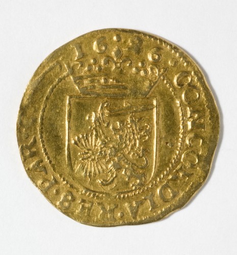 Halve gouden rijder 1626 Friesland, aan een zijde afbeelding van ridder te paard