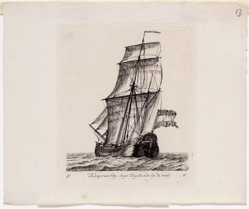 Gerrit Groenewegen - Kopergravure. Afbeelding van een koopvaardij-buis.