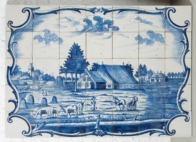 Tegeltableau met landschapsdecor