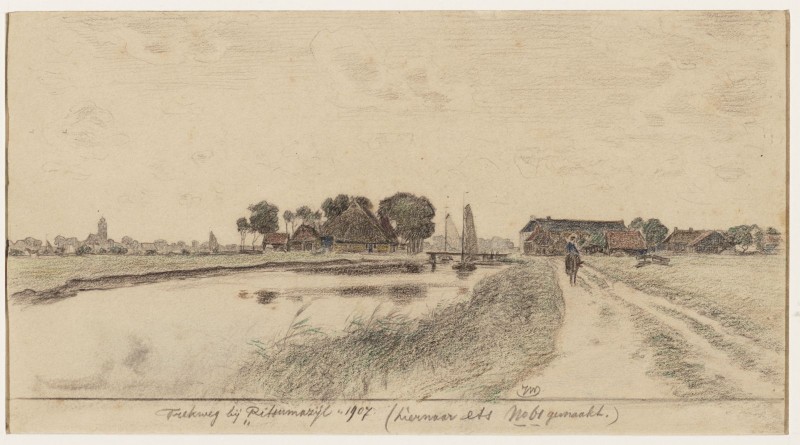 Gezicht op de Harlinger trekvaart bij Ritsumazijl