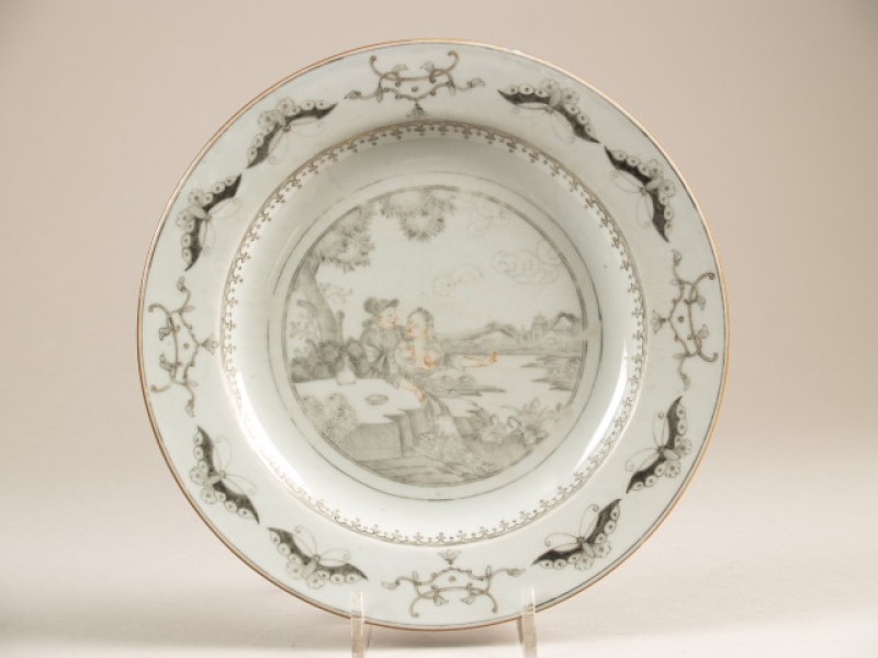 Bord met decor van Europese voorstelling, chine de commande