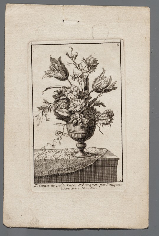 Ornamentprent. Deuxième Cahier de petits Vases et Bouquets. Titelblad.