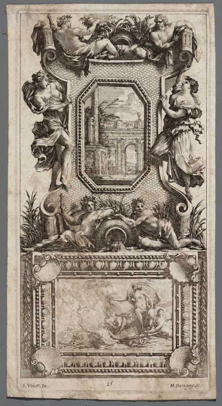 Ornamentprent. Livre de diverses grotesques, peintes dans le Cabinet de la Reine Régente, au Palais Royal.