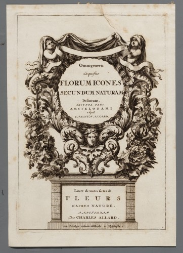Ornamentprent. Omnigeneris Exquisitae Florum Icones (...). Seconda Pars / Fleurs d'apres nature. Titelblad.