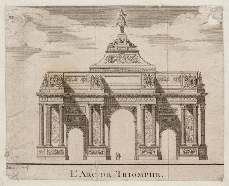 Ornamentprent. Description de Paris. L'arc de Triomphe.