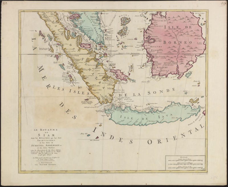 Landkaart van Sumatra, Borneo en Java