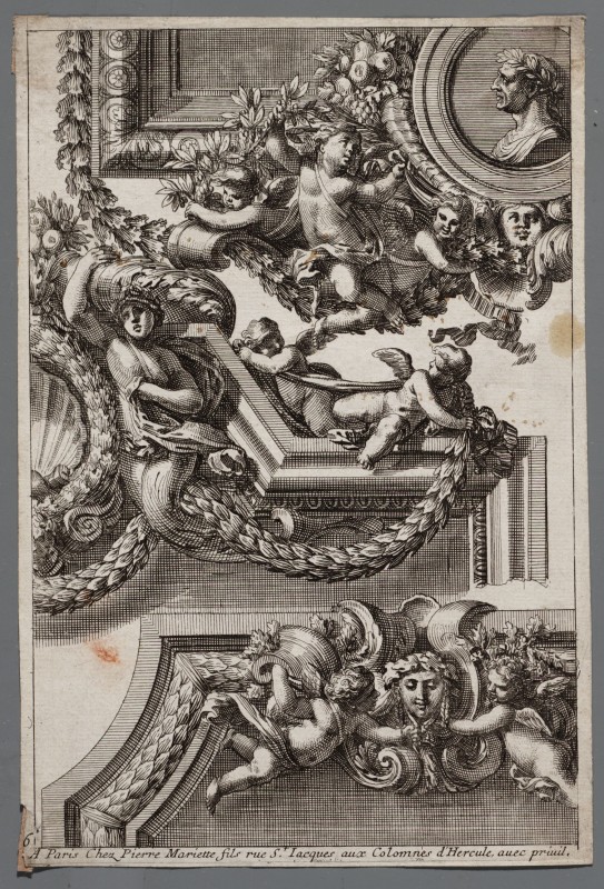 Ornamentprent. Bordures de tableaux a la romaine.