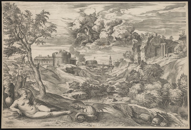 Landschap met Ruggiero die Angelica bevrijdt