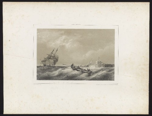 Lithografie: Haveningang naar Louis Meijer.