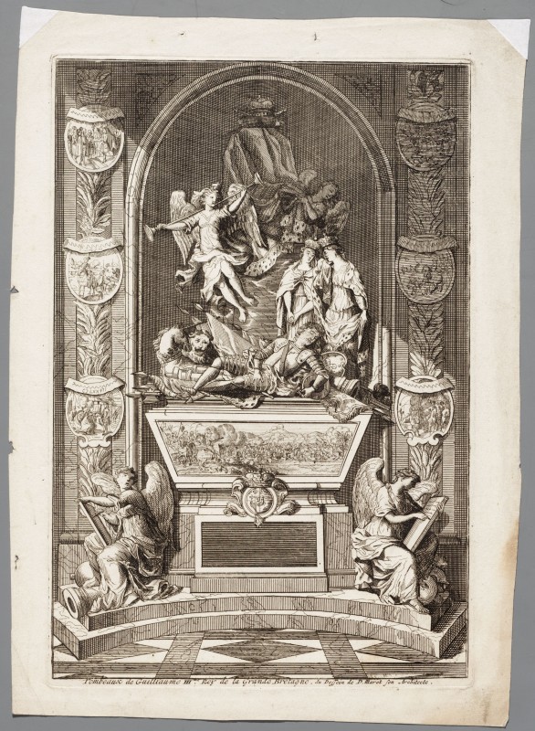 Ornamentprent. Premier Livre de Tombeaux et Mozoles. Grafmonument van Willem III (kopie).