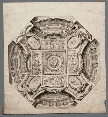 Ornamentprent. Cahier de Plafonds, Cheminées, Chapiteaux, Rosaces.