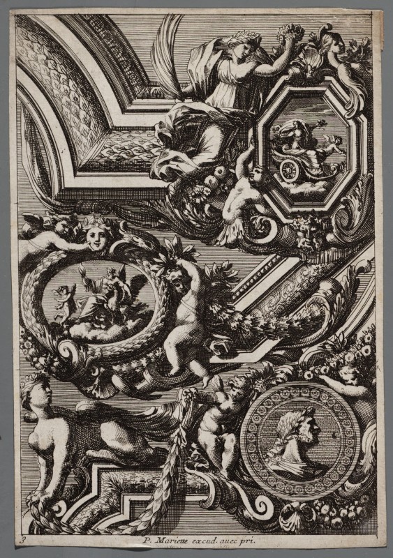 Ornamentprent. Bordures de tableaux a la romaine.