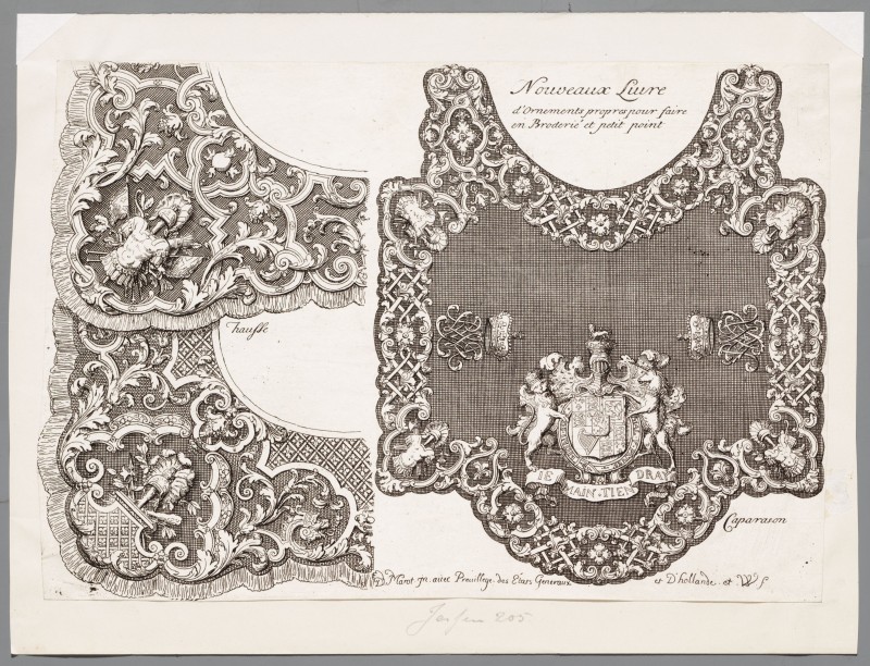 Ornamentprent. Nouveaux liure d'ornaments propres pour faire en broderie et petit point. Titelblad.