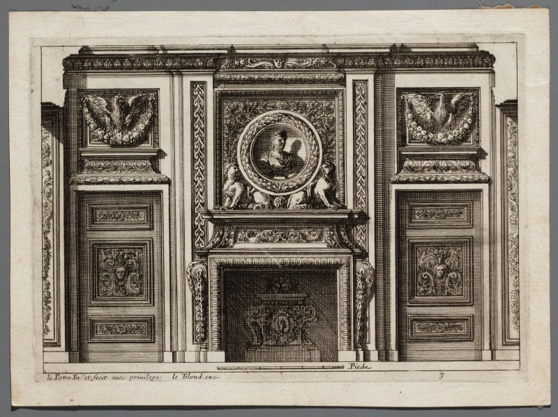 Ornamentprent. Cheminées et lambris.