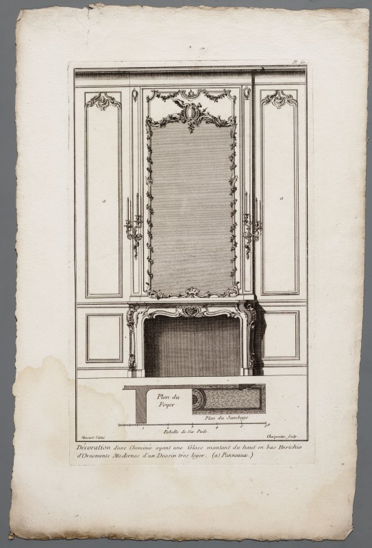 Ornamentprent. Livre nouveau ou règles des cinq ordres d'architecture. Décoration d'une Cheminée.